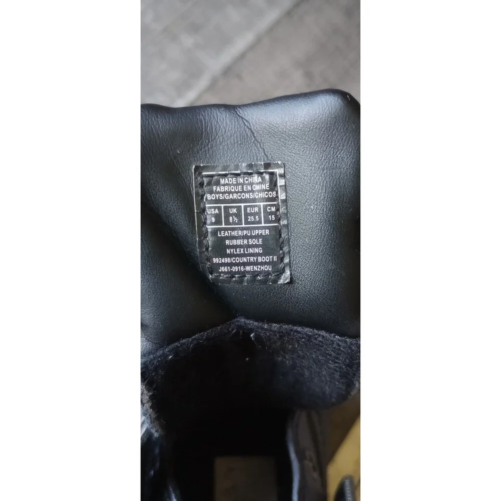 Polo Ralph Lauren Boys 9 Black Leather Country Boot II/ Duck Boots